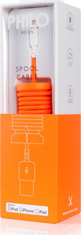 Philo Плетена USB-A към Lightning кабел Оранжев 1м (PH004OR)