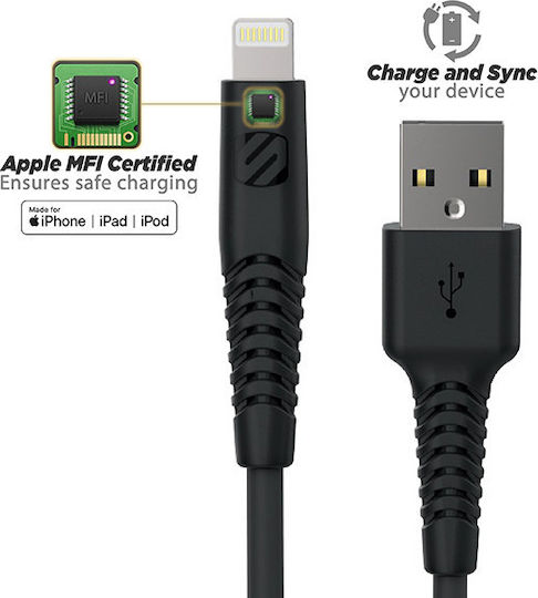 Scosche Regular USB-A la Cablu Lightning Negru 1.2m (HDi34)