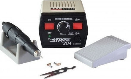 Saeshin Strong 204 Τροχός Νυχιών Ρεύματος 65W Γκρι 35000 Στροφών με Πεντάλ