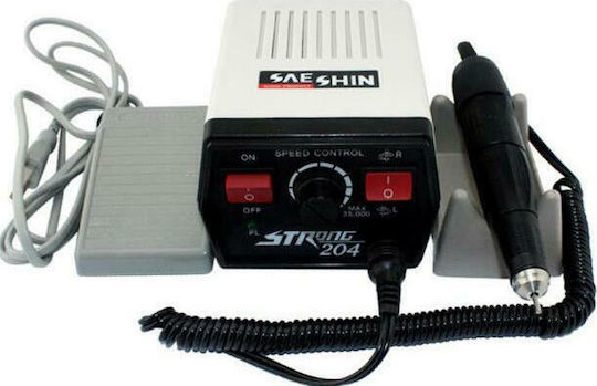 Saeshin Strong 204 Τροχός Νυχιών Ρεύματος 65W Γκρι 35000 Στροφών με Πεντάλ