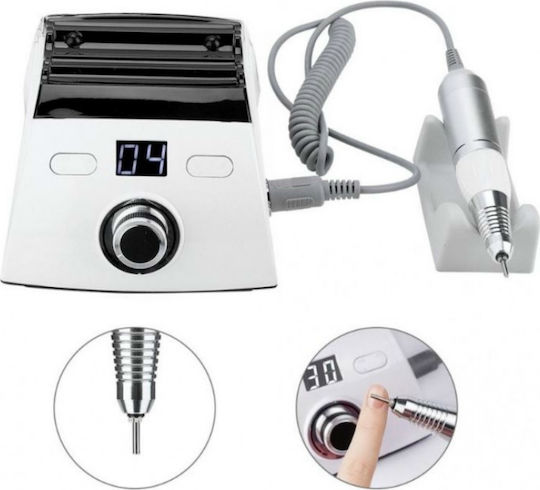 Electric Nail Drill 65W White 30000 Rounds/Minute with Pedal