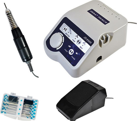 JSDA JD8500 Nail Drill Power 65W White with Pedal with 35000 Rotations per Minute