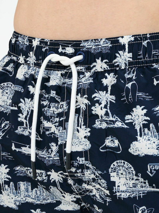 Herren Badebekleidung Shorts Marineblau mit Mustern