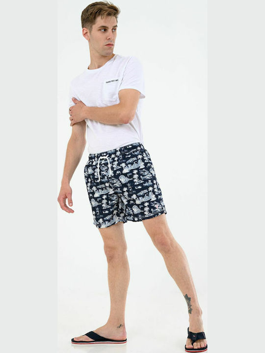 Herren Badebekleidung Shorts Marineblau mit Mustern