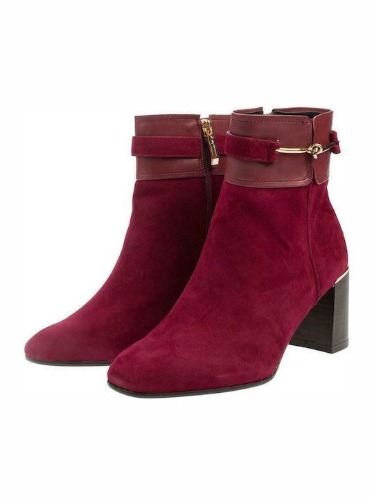 Wildleder Stiefeletten Damen Burgundisch