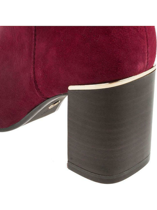 Wildleder Stiefeletten Damen Burgundisch