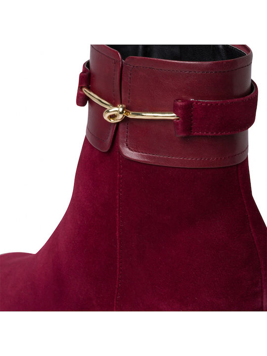 Wildleder Stiefeletten Damen Burgundisch