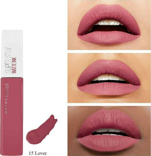 Maybelline Super Stay Matte Ink Υγρό Κραγιόν Matte 15 Lover 5ml