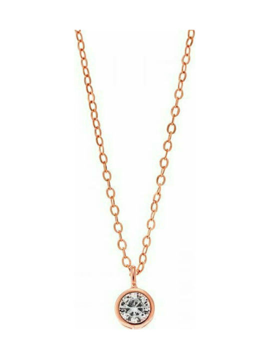 Senza Necklace from Pink Gold Plated Silver with Zircon