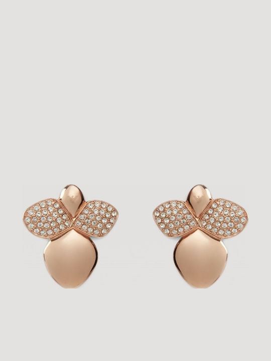 Emporio Armani Bees Collection Earrings made of Steel Gold Plated with Stones