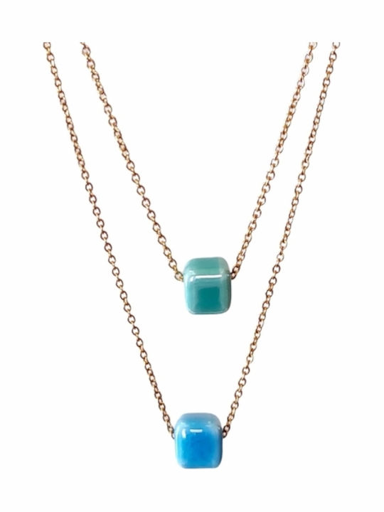 The Art of Beading Halskette aus Vergoldetem Stahl Blau AЛ27