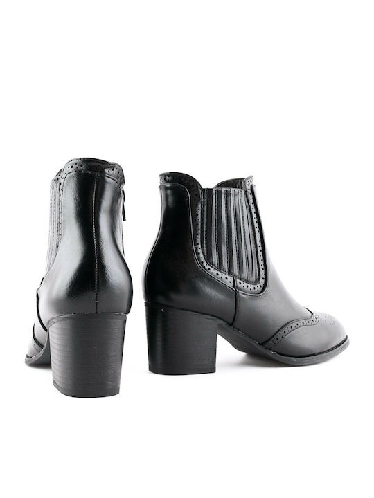 2051 Leder Stiefeletten Damen Schwarz