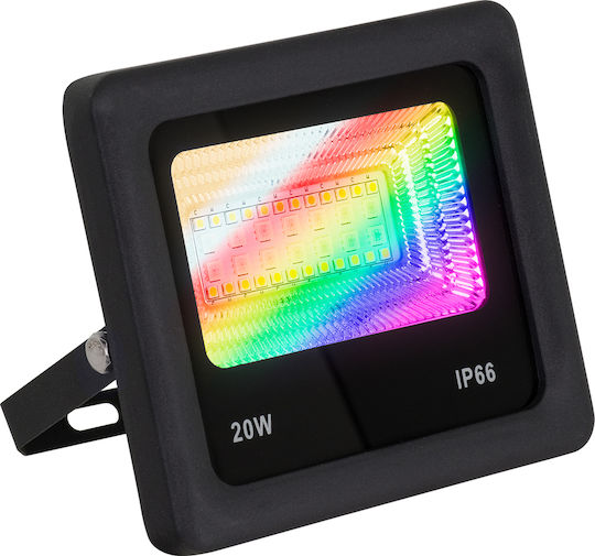 GloboStar Αδιάβροχος LED Προβολέας 20W Топло бяло 3000К WiFi IP66