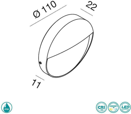 Gea Luce Sol Επιτοίχια Εξωτερική Πλαφονιέρα LED IP65 με Φυσικό Λευκό Φως
