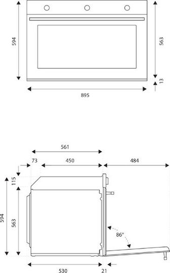 Bertazzoni F90 9 PRO E K X Φούρνος άνω Πάγκου 100lt Π89.5εκ. Inox