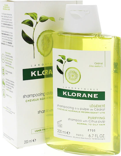 Klorane Citrus Purifying Sampon De Par Curățare Profundă Și Strălucire Pentru Păr Gras 200ml