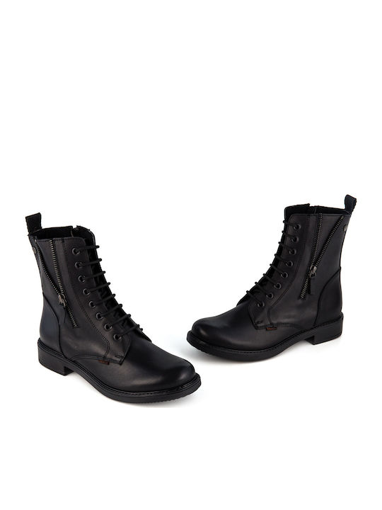 Leather Women's Ankle Boots Black 0267