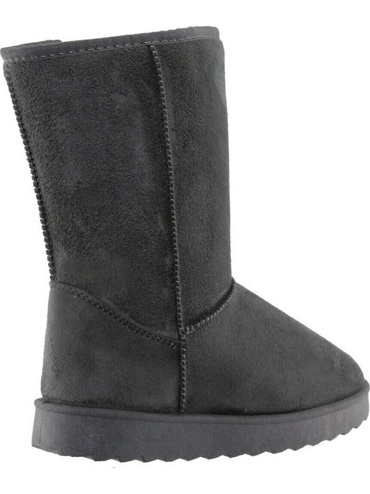 Wildleder Damenstiefel mit Pelz Gray