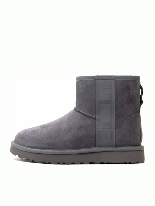 Classic Mini Side Logo Suede Women's Ankle Boots Shade