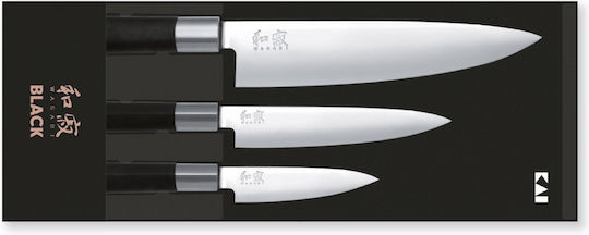 Kai Wasabi Black Knife Set from Stainless Steel 3pcs