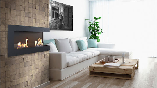 Kratki Delta P 900 Tuv Indoor Wall Mounted Bioethanol Fireplace Black 90x22x48cm