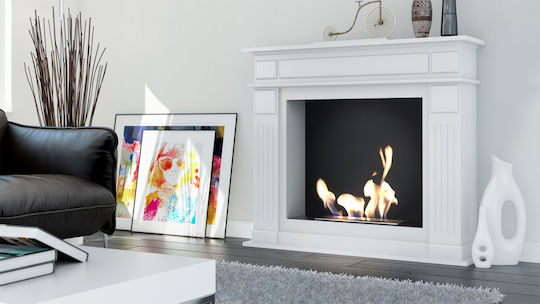 Kratki November Tuv Indoor Floor Bioethanol Fireplace White 115x29.5x101.3cm