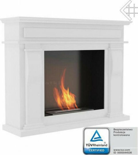 Kratki October Tuv Indoor Floor Bioethanol Fireplace White 115x33x95.9cm