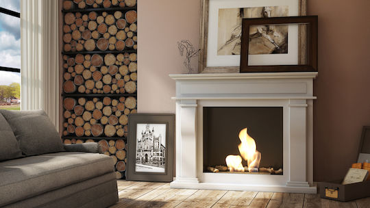 Kratki October Tuv Indoor Floor Bioethanol Fireplace White 115x33x95.9cm