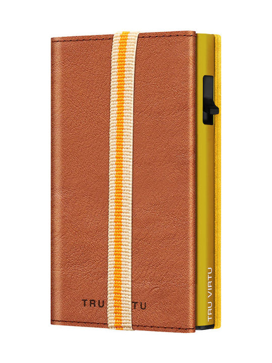 Tru Virtu Click & Slide Strap Men's Leather Card Wallet with Slide Mechanism Tabac Brown