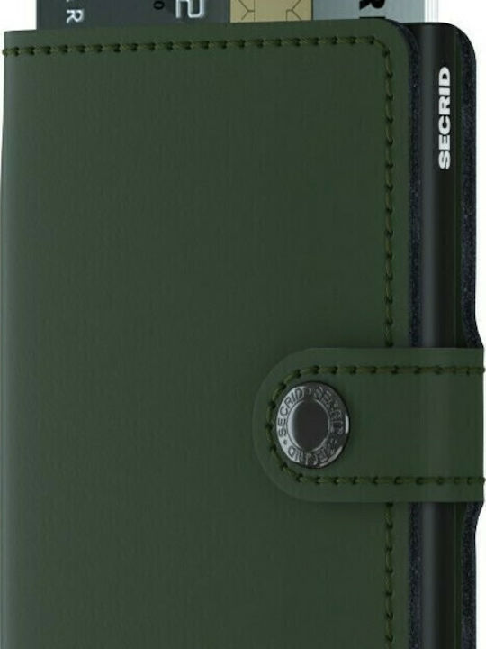 Miniwallet Matte Leather Men's Wallet Cards with RFID and Slide Mechanism Green / Black