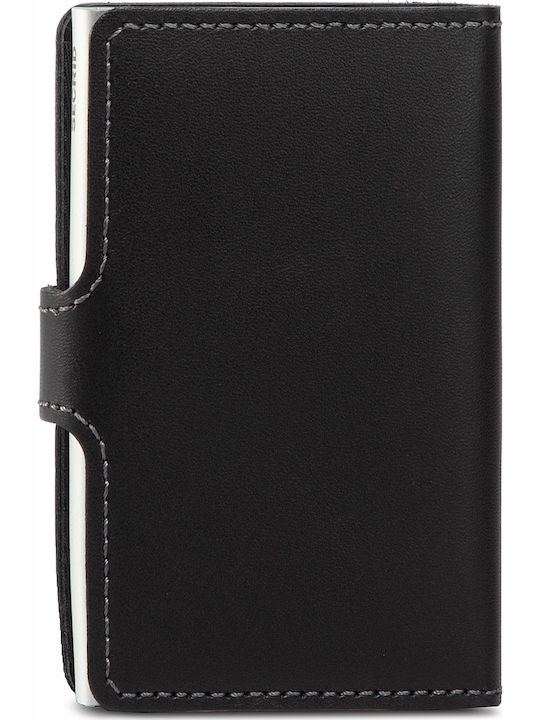 Miniwallet Original Δερμάτινο Ανδρικό Πορτοφόλι Καρτών με RFID και Μηχανισμό Slide Μαύρο