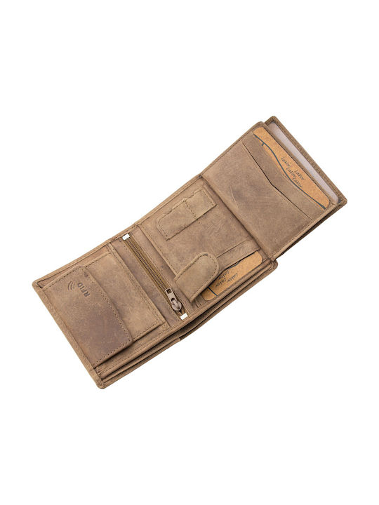 Leather Men's Wallet with RFID Beige
