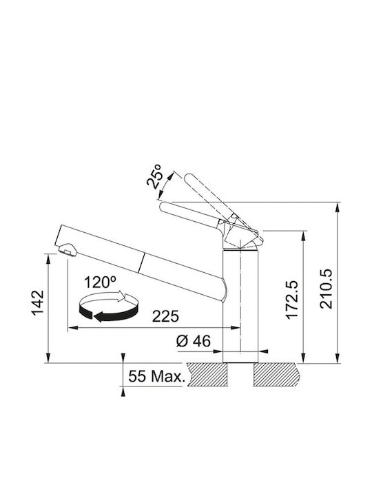 Franke Orbit Kitchen Faucet Counter with Shower Gray