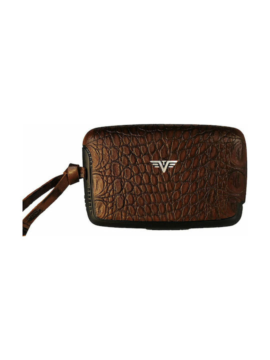 Leather Line Ανδρικό Πορτοφόλι Καρτών με RFID Μπορντό