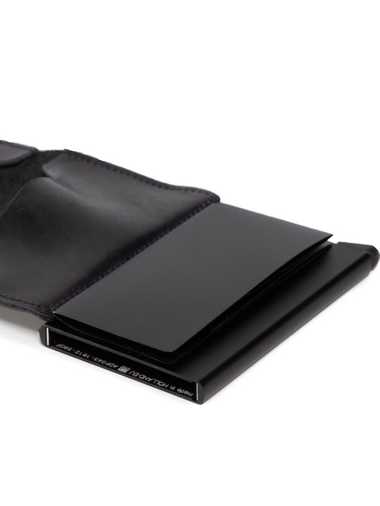 Slimwallet Vintage Leather Men's Wallet Cards with RFID and Slide Mechanism Black