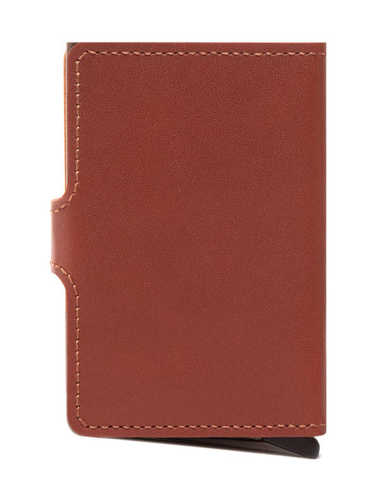 Miniwallet Original Men's Leather Card Wallet with RFID και Slide Mechanism Tabac Brown