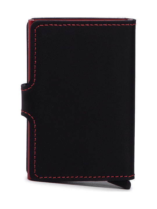 Miniwallet Matte Portofel bărbătesc Carduri cu RFID și mecanism Slide Negru