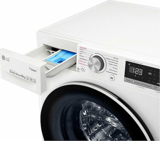 LG Πλυντήριο Ρούχων 8kg με Τεχνολογία Ατμού 1400 Στροφών AI DD F4WV508S0E