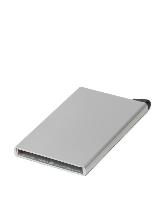 Cardprotector Ανδρικό Πορτοφόλι Καρτών με RFID και Μηχανισμό Slide Ασημί