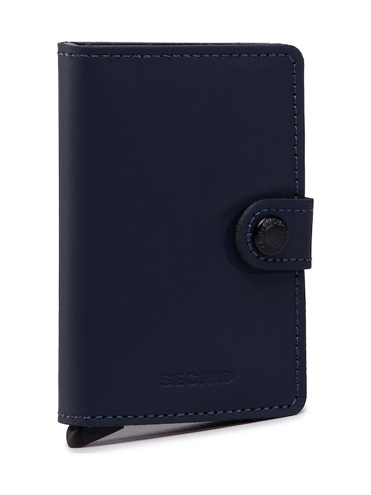 Miniwallet Matte Portofel bărbătesc Carduri cu RFID și mecanism Slide Albastru