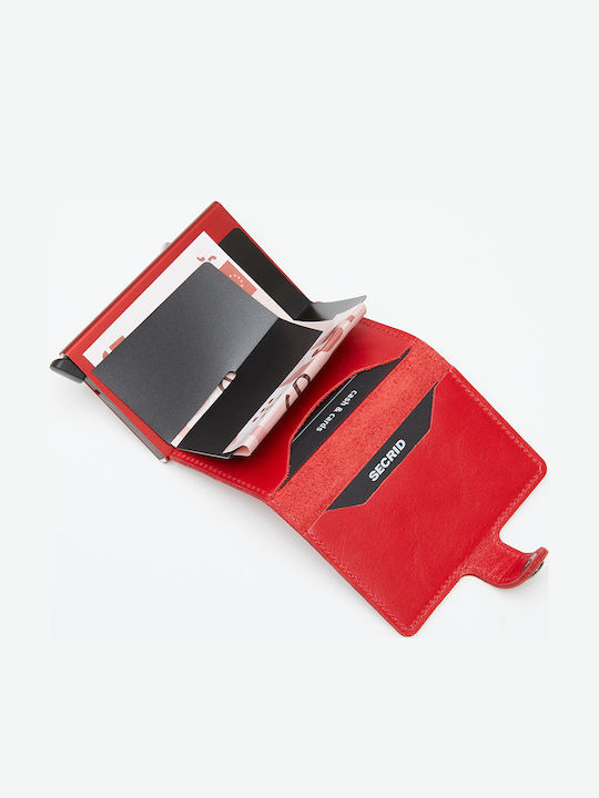 Miniwallet Original Portofel bărbătesc Carduri cu RFID și mecanism Slide Roșu