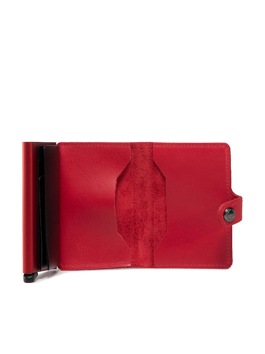 Miniwallet Original Portofel bărbătesc Carduri cu RFID și mecanism Slide Roșu
