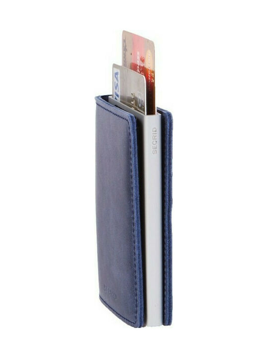 Slimwallet Vintage Leather Men's Wallet Cards with RFID and Slide Mechanism Blue