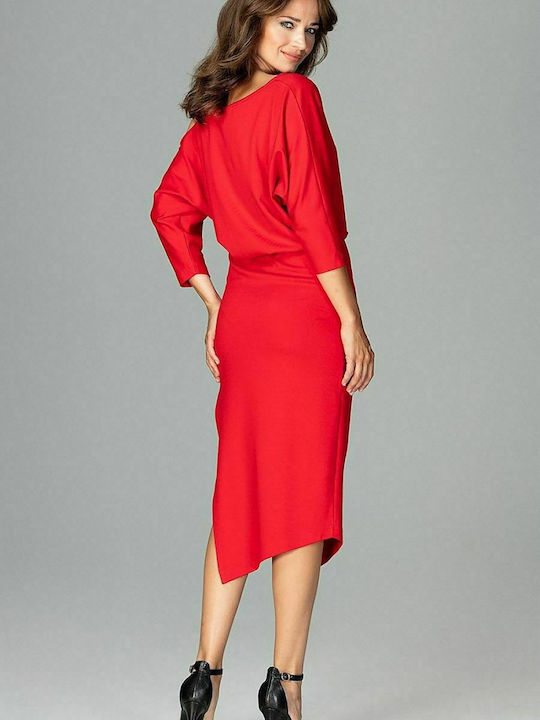 Lenitif K479 Midi Kleid Rot