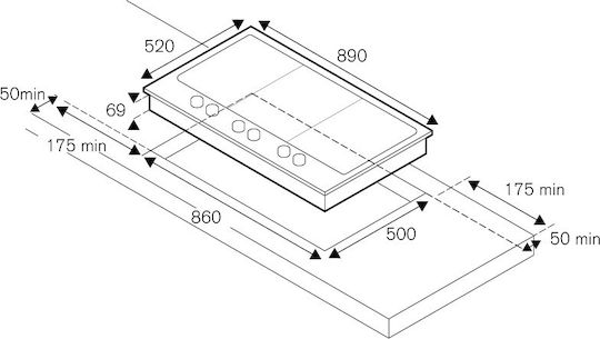 Bertazzoni Εστία Υγραερίου Αυτόνομη Inox 89x52εκ. Ασημί