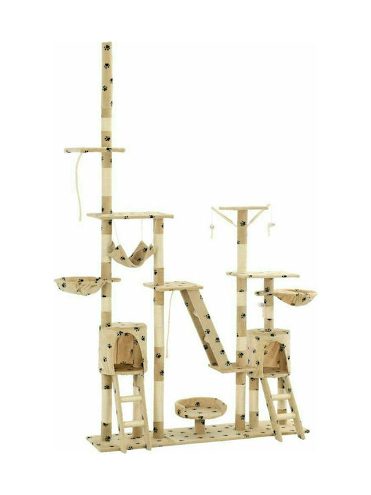 vidaXL Cat Scratching Post Cat Tree In Beige Colour 147x35x250 cm