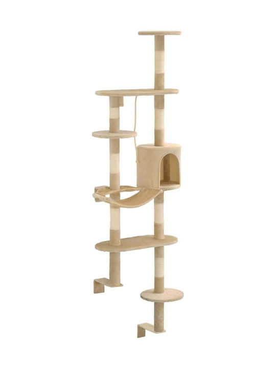 vidaXL Kratzbaum Katzenbäume Beige Wandmontiert 6 Ebenen 60x30x194cm