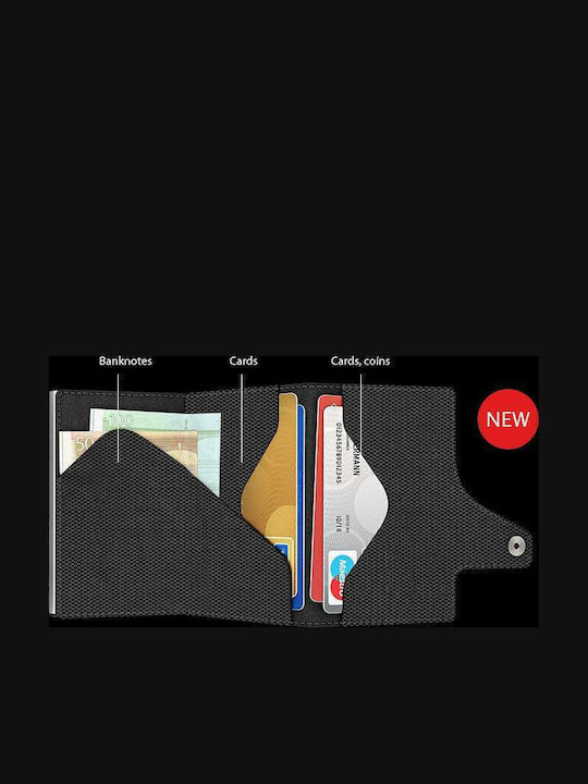 & Slide Pocket Coin Nappa Leather Men's Wallet Cards with RFID and Slide Mechanism Brown