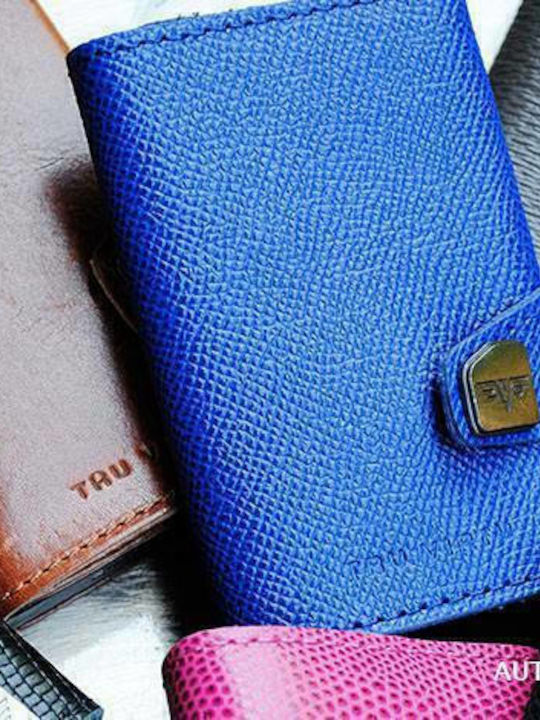 & Slide Pocket Coin Nappa Leather Men's Wallet Cards with RFID and Slide Mechanism Brown