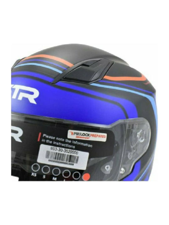 STR R1 Icon Black/Blue Checkmate Motorcycle Helmet Full Face ECE 22.05 with Sunvisor 693-30-3520000